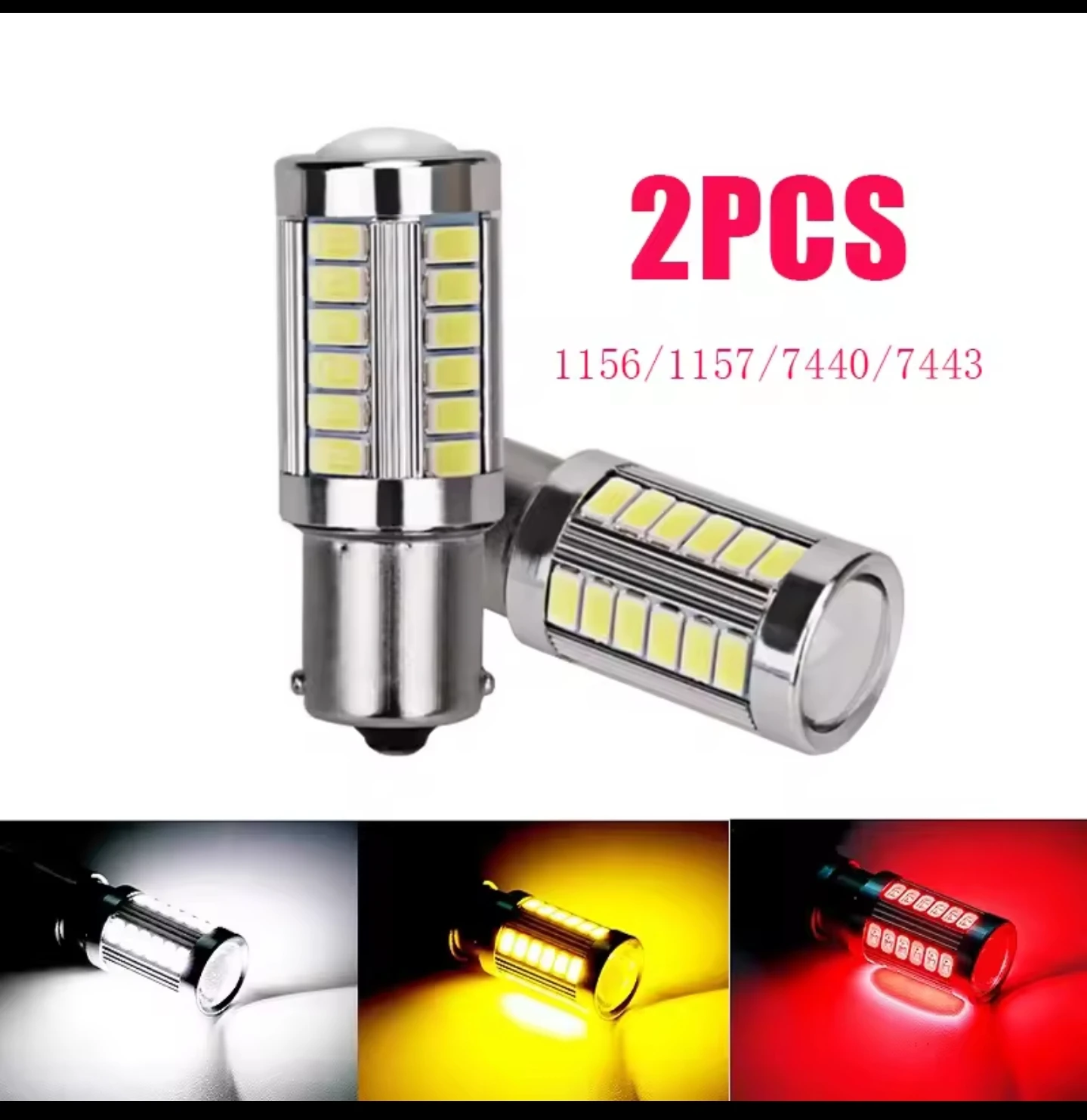 

2x 1156 LED BA15S P21W PY21W BAY15D 5630 5730 33SMD LED Bulb BAU15S P21/5W 12V For Signal Lights Reverse Lamp