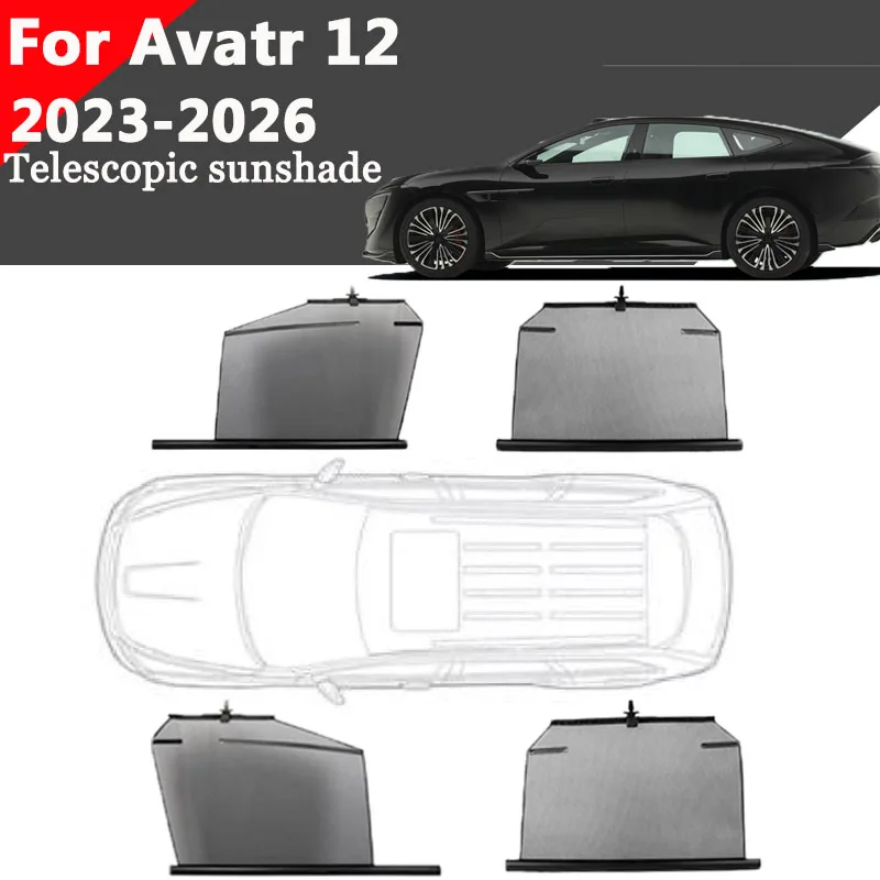 For Avatr 12 2023-2026 Car Telescopic Sunshade Side Window Curtain Sun UV Protection Retractable Visor Auto Accessories