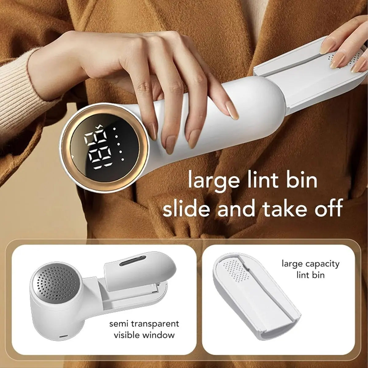 A31F HOT-USB Portable Fabric Defuzzer Digital Household Ball Remover with 5 Speeds for Clothes Linens and Carpets Grey