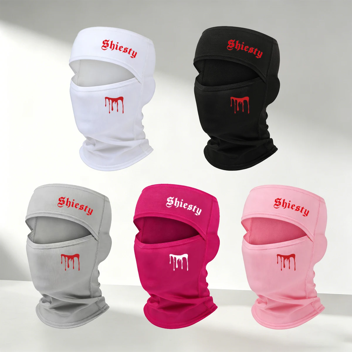 1/2/3/4/5 PC Shiesty Balaclava Ski Mask, Red Print, Breathable Full Face Mask Suitable for Streetwear and Outdoor Sports