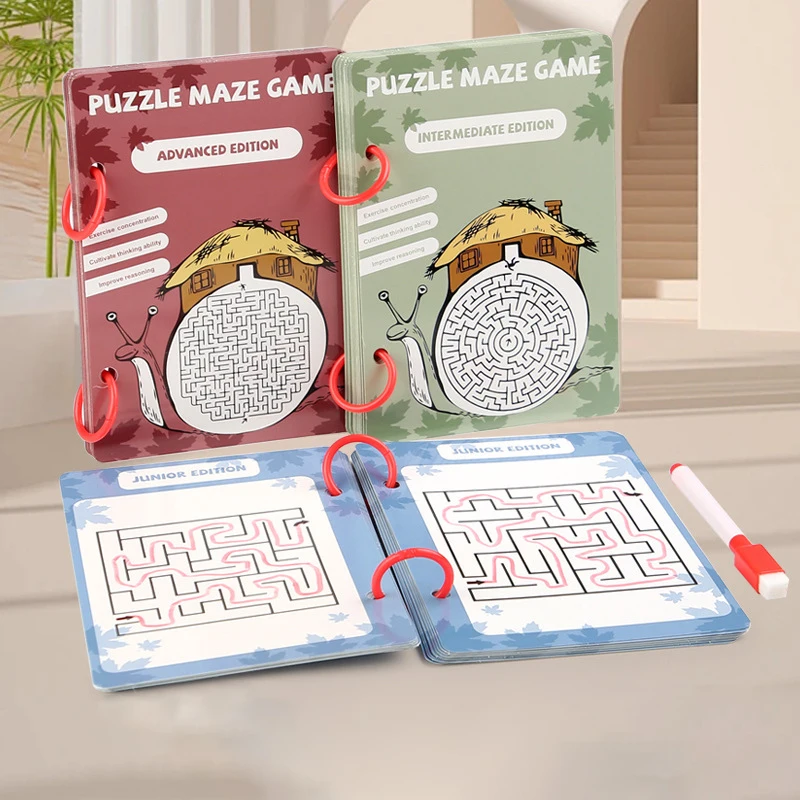 Children's Montessori Maze Training Tracing Workbook Reusable Magic Practice Copybook Control Training Book Drawing Stationery