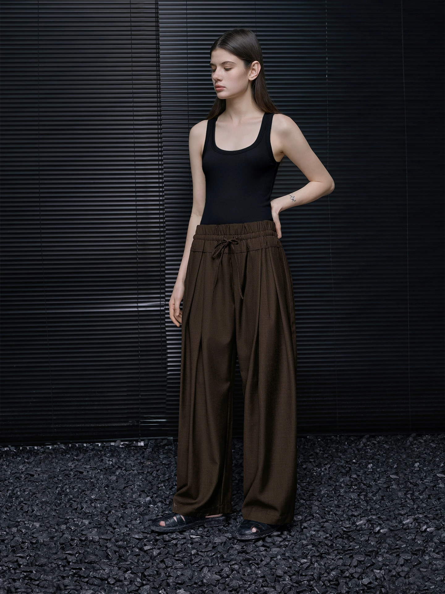

High Waist Wide Leg Suit Pants Women Loose Drapey Comfortable Vintage Spring New Arrival Street Sle High Faion Polyester
