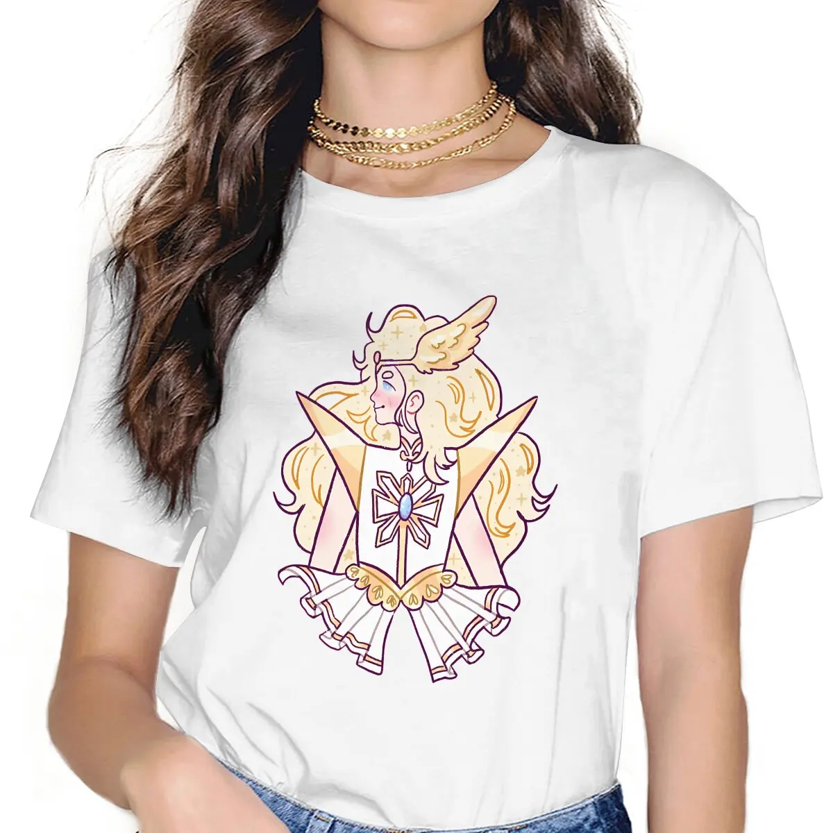 Retro Women's T Shirt She-Ra Princess of Power Girls Tees Kawaii Polyester Tops Graphic Tshirt y2k Fashion