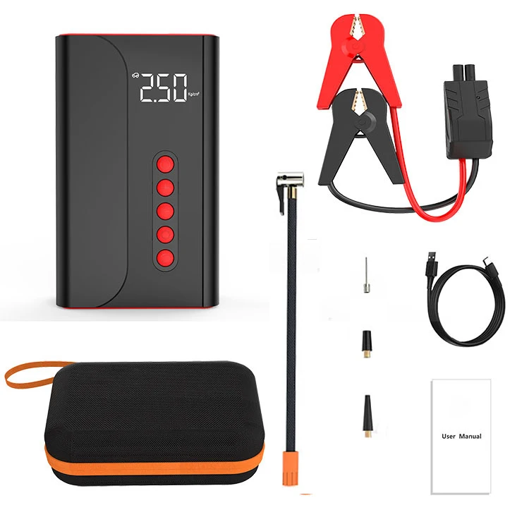 

Portable Air Compressor and Jump Starter, Electric Pump For Car Tire Inflator With Digital Pressure Gauge 150PSI