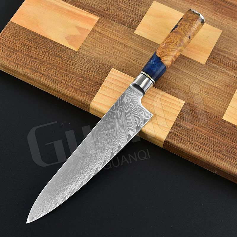 

Damascus Steel Chef Knife Resin Handle Utility Kitchen Knife Cleaver Slicing Chef Knife Razor Sharp Professional Chef Knife