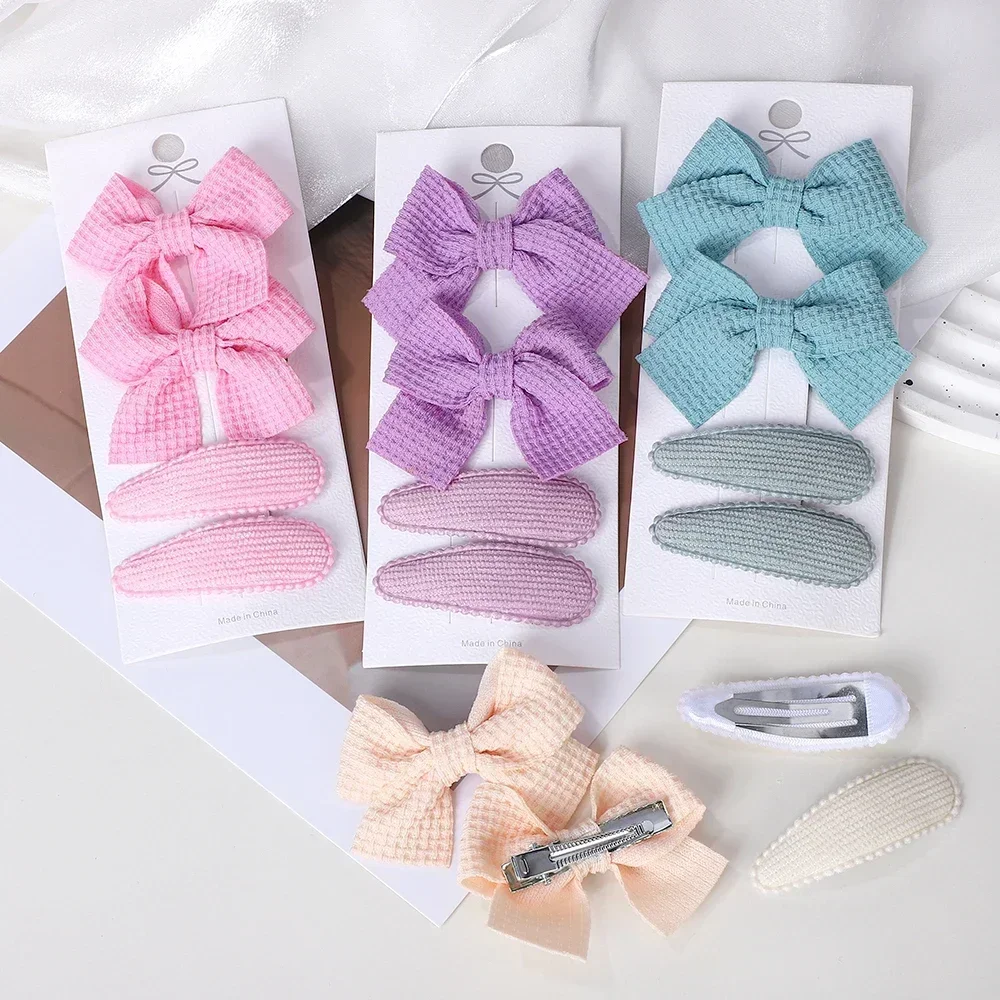 4Pcs/Set BB Clip Cute Bows with Hair Clips for Kid Girls 2025 Spring New Handmade Hairpin Barrettes Headwear Hair Accessories