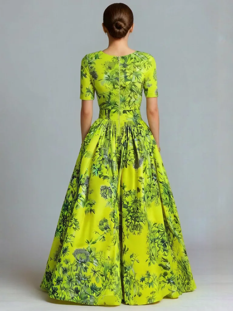 Vestido adelgazante con cremallera invisible, moda femenina, nuevo estilo de verano, vestido largo con falda en línea A, estilo dulce y elegante para uso diario informal