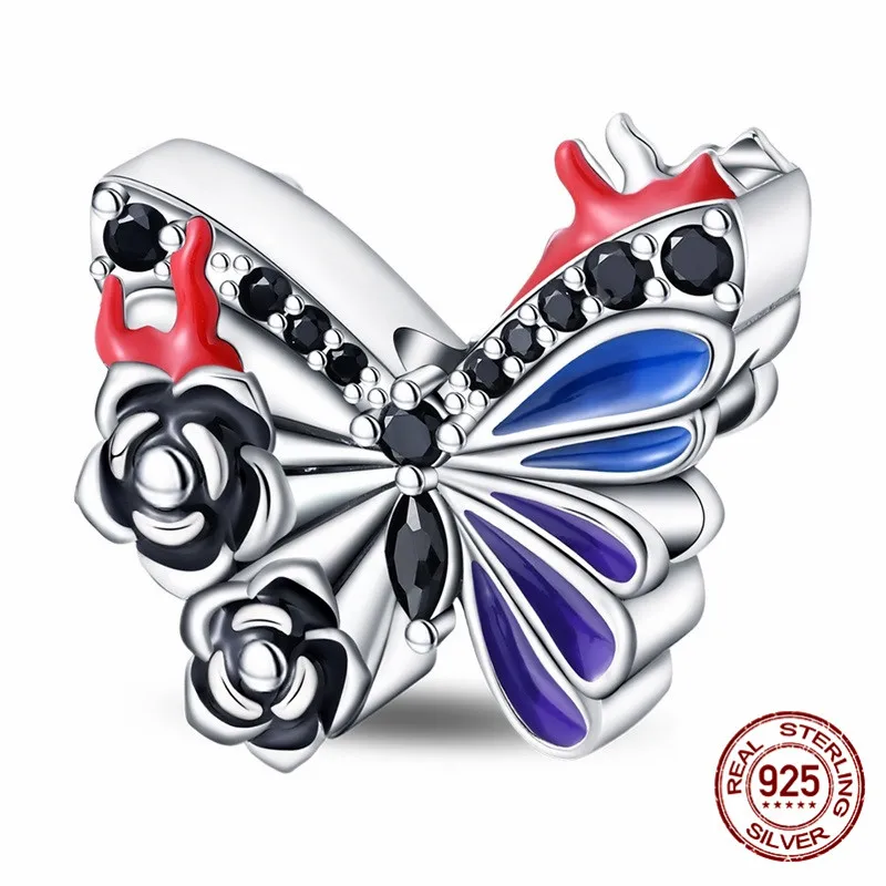 

925 Sterling Silver Butterfly Pendant Bead Inlaid with Zircon Paired with an Original Bracelet DIY Womens Jewelry Gift