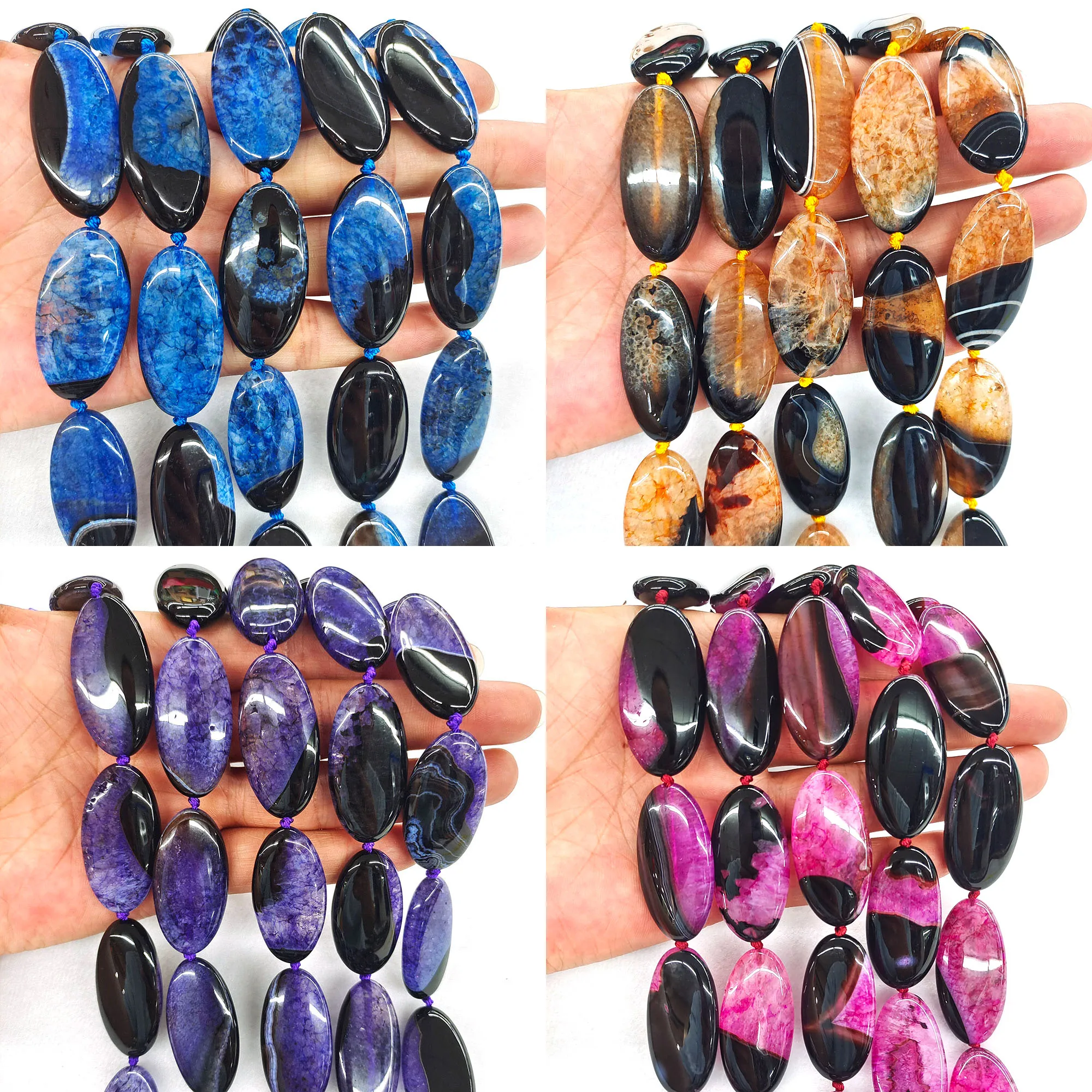 40x20x8mm Large Oval Shape Bead Multicolor Uruguayan Agates Quartz Druzy Crystals Slice Beads For DIY Jewelry Making Love Gifts