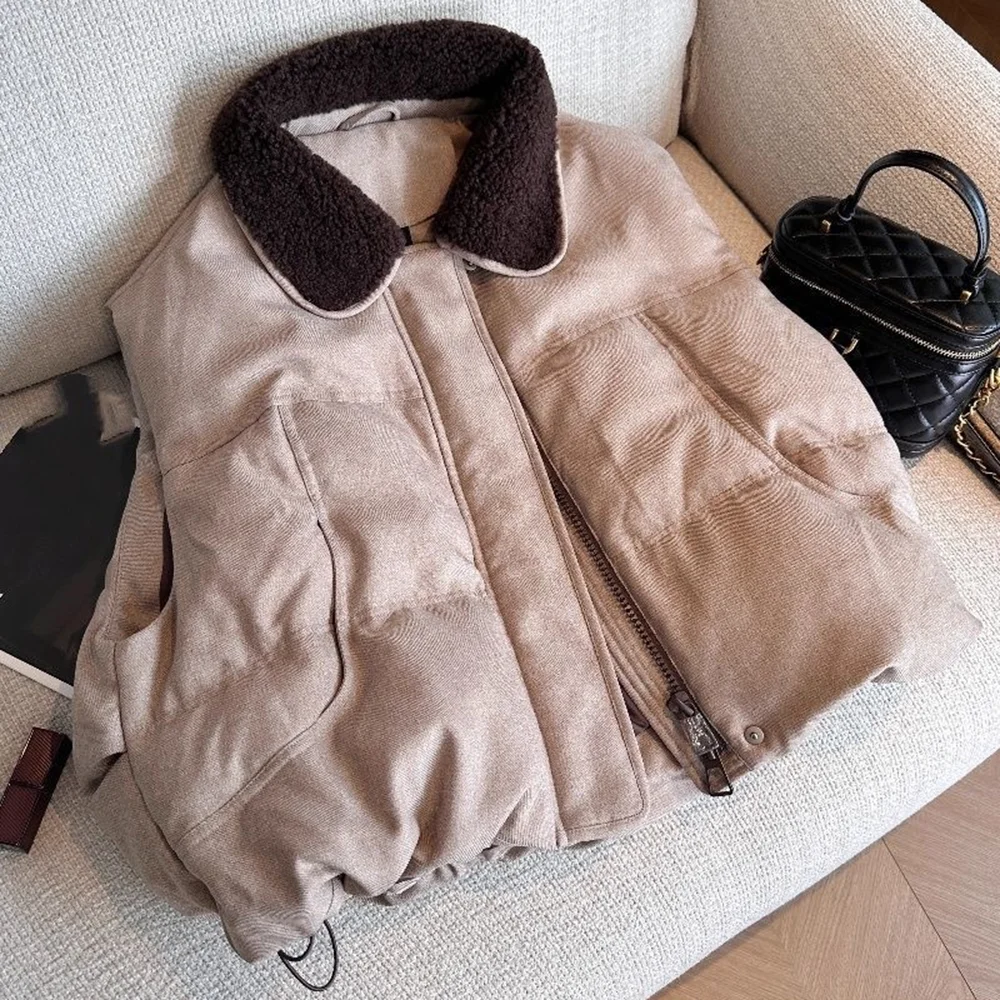 

Жилет контрастного цвета, дизайнерская куртка в европейском стиле, женская осенне-зимняя корейская версия, модный универсальный топ, модный