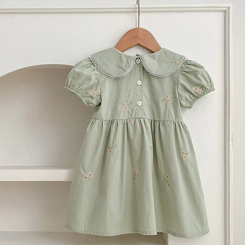 2024 New Summer Sister Clothing Infant Baby Romper Baby Girl Party Dress Short Sleeved Cotton Embroidery Kids Princess Dresses