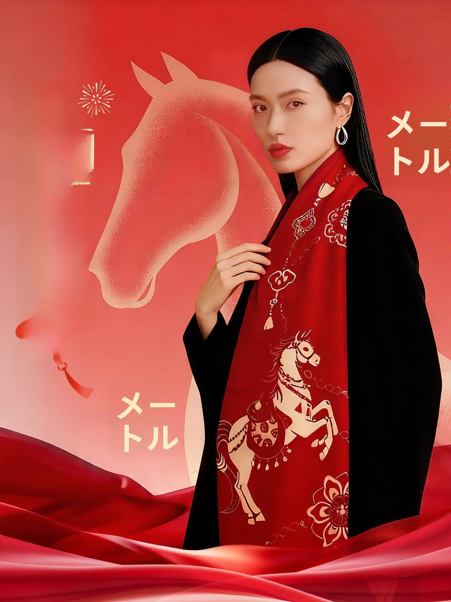 Echarpe-rouge-en-edition-limitee-pour-couple-de-l'annee-du-zodiaque-chinois-cadeau-de-mariage-logo-personnalisable-accessoire-faion