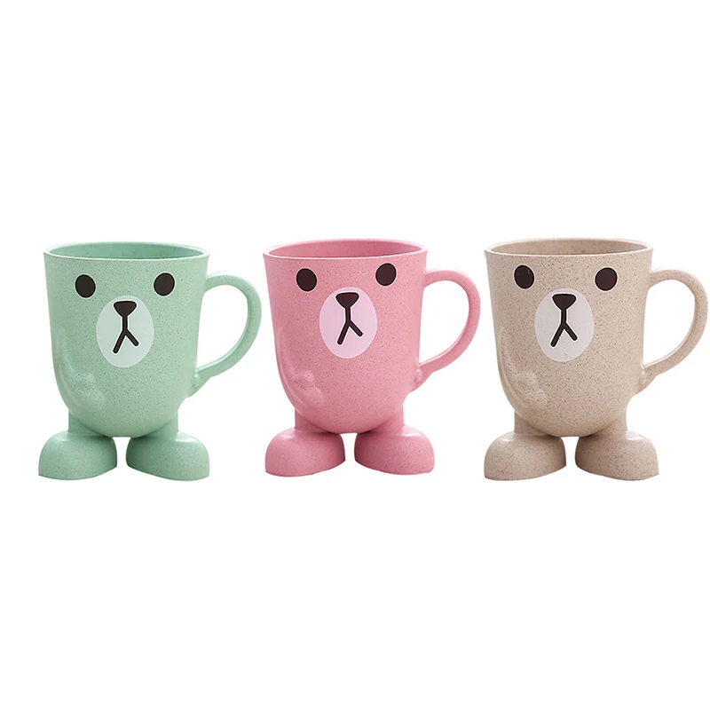 Bathroom Tumbler Mouthwash Cup Wheat Straw Cartoon Animal Toothbrush Cup Portable Toothbrush Holder Bathroom Supplies