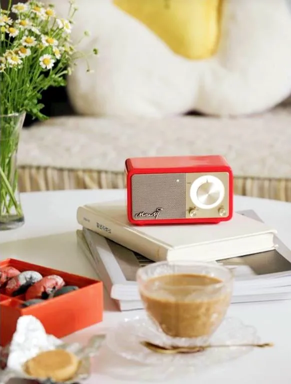 

Беспроводная Bluetooth-колонка SANGEAN Mozart M1, китайский красный цвет, ретро-дизайн, FM-радио, портативный стерео-сабвуфер, деревянный корпус