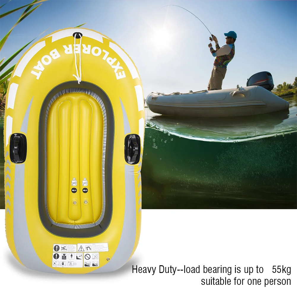 Inflatable Single Person Drifting Boat PVC Inflatable Kayak Canoe 1 Person Rowing Air Boat for Fishing Drifting Diving Swimming