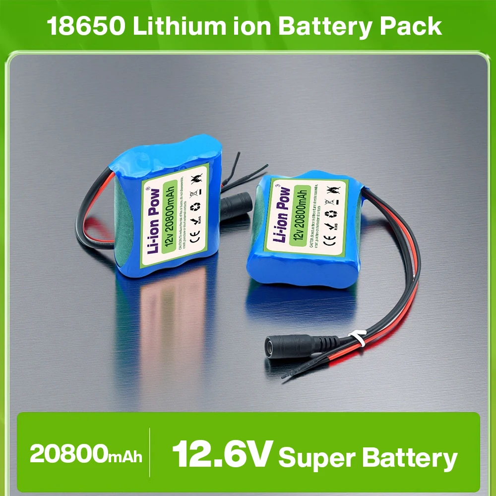 

20.8 Ah New 12V 20800mAh 3S1P Lithium-ion Battery Pack (18650) – 12.6V DC Super Rechargeable with Protection Plate & Charger