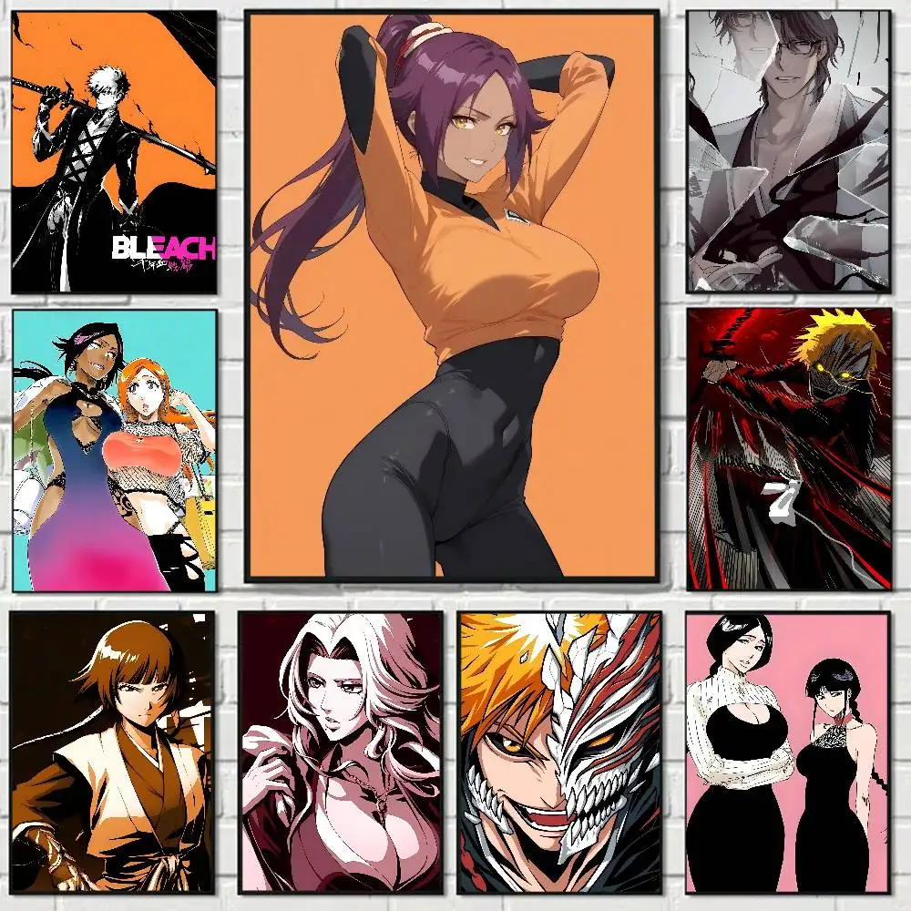 Anime BLEACH Vintage-Poster, selbstklebende Retro-Kraftpapieraufkleber, DIY-Raumdekoration für Bar, Café, Kawaii-Raumdekoration