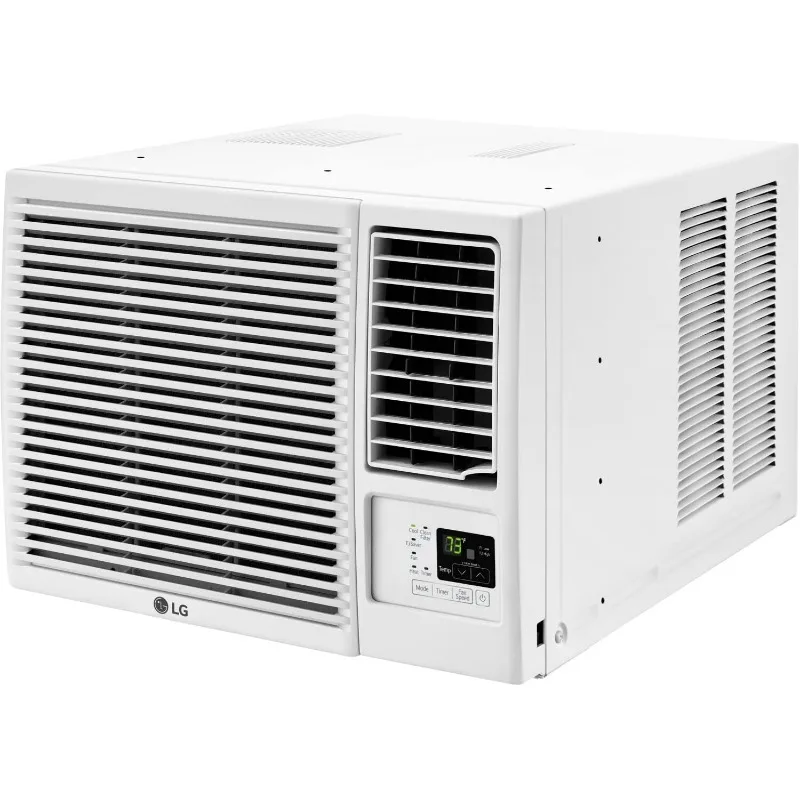 Aire acondicionado de ventana 7.500 BTU con calor auxiliar, controles electrónicos con control remoto, 2 velocidades para frío, calor y ventilador