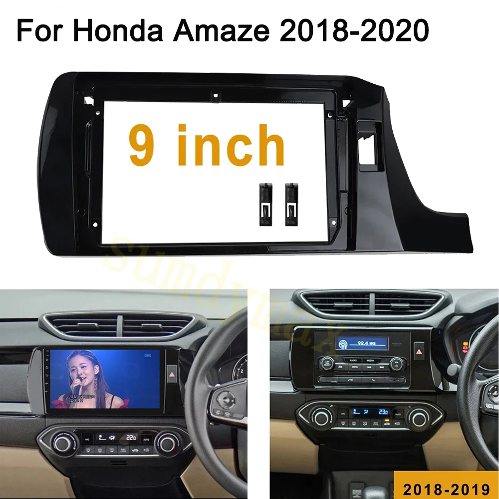 

9 Inch 2 Din Car Radio Plastic Fascia Plane Frame Installation DVD GPS Mp5 ABS PC for Honda Amaze 2018 2019 Dash Kit