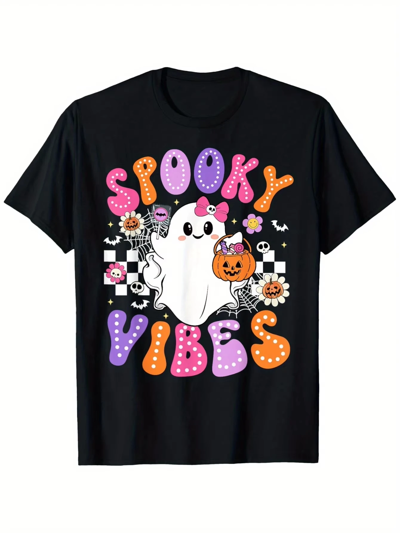 

2025 Autumn New Halloween printed T-shirts casual round neck short-sleeved T-shirts spring boys and girls fashiontops