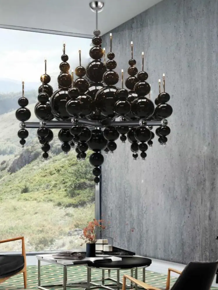 

Luxury Living Room Black Chandelier Designer Tears From Moon Chandelier For Ceiling Restaurant Large Dining Table Hanging Lamp