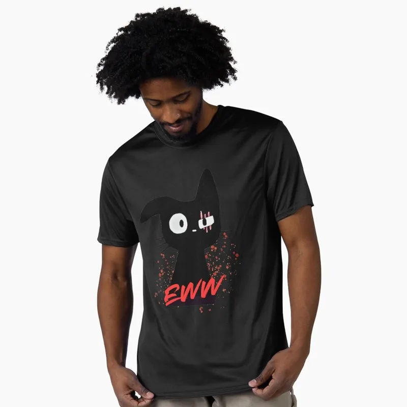 Cat Says Eww Funny Black cat meme Gift T shirt Short sleeve Graphic clothes 100% cotton Tee US Size Tops S-6XL