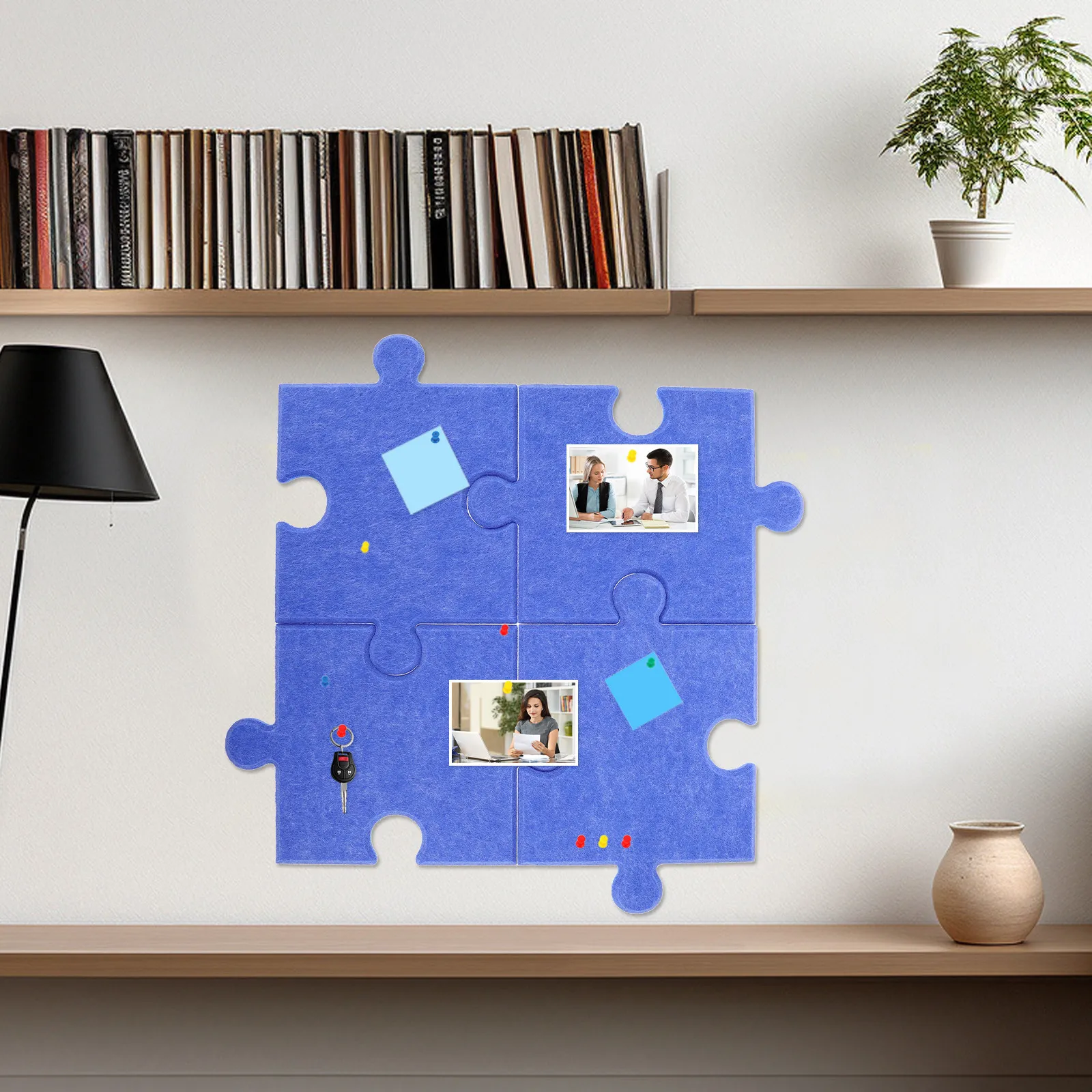 4Pcs Felt Wall Stickers Decor Living Room Bedroom 3D Puzzle Shape Self Adhesive Removable Felt Display Stickers Safe Non