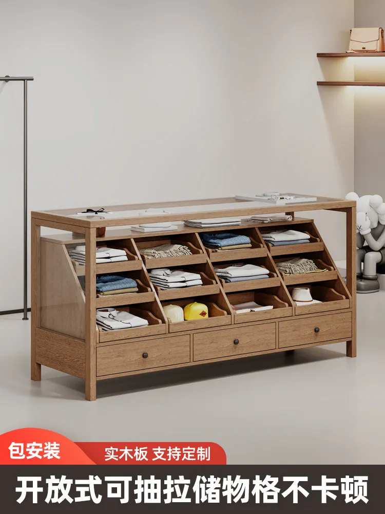 Clothing Store Solid Wood Glass Zhongdao Tai Children's Clothing Store Zhongdao Cabinet Display Cabinet Product Display Desk