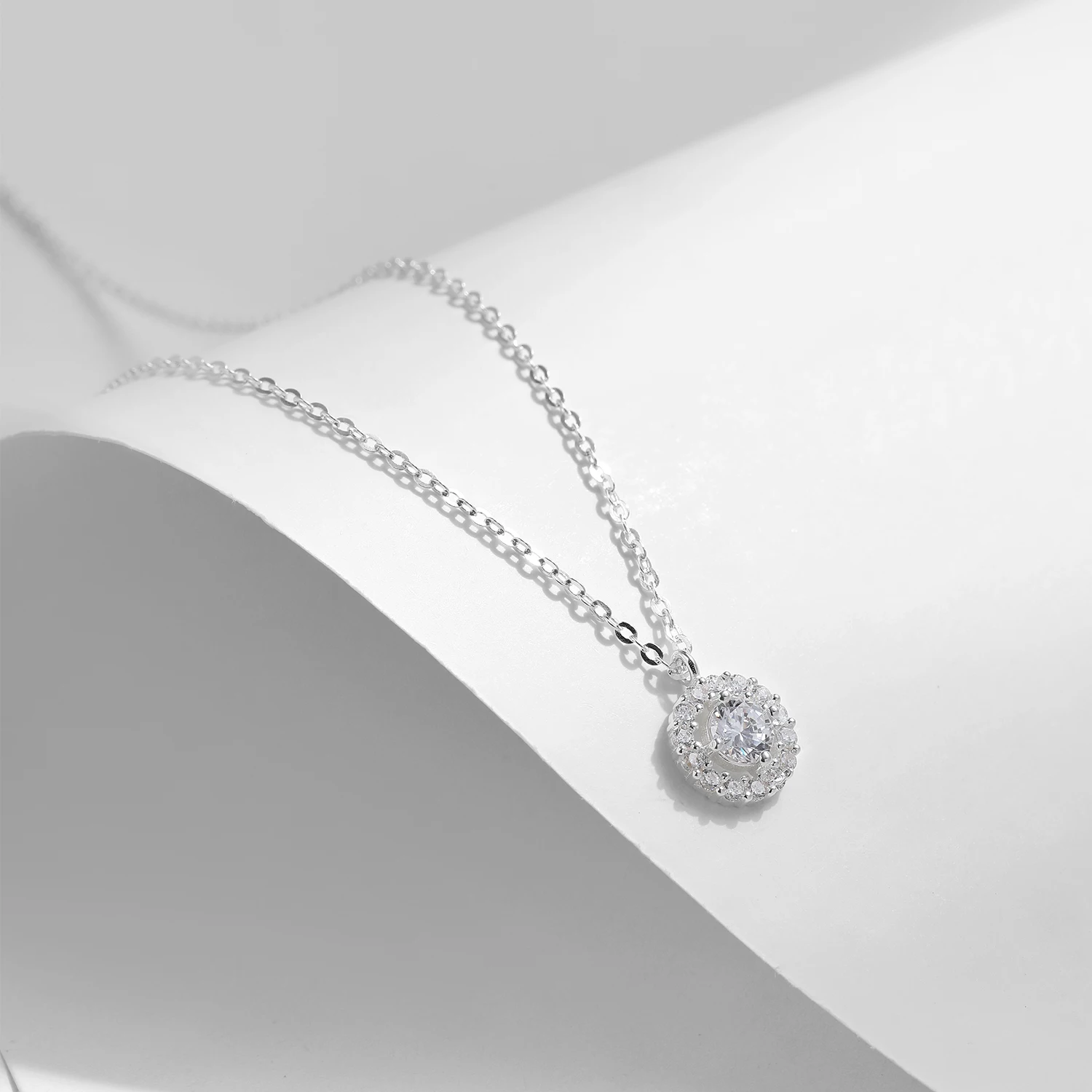 Modian Fashion 925 Sterling Silver Luminous CZ Geometric Pendant Necklace for Women Adjustable Link Chain Fine Jewelry 2020 New
