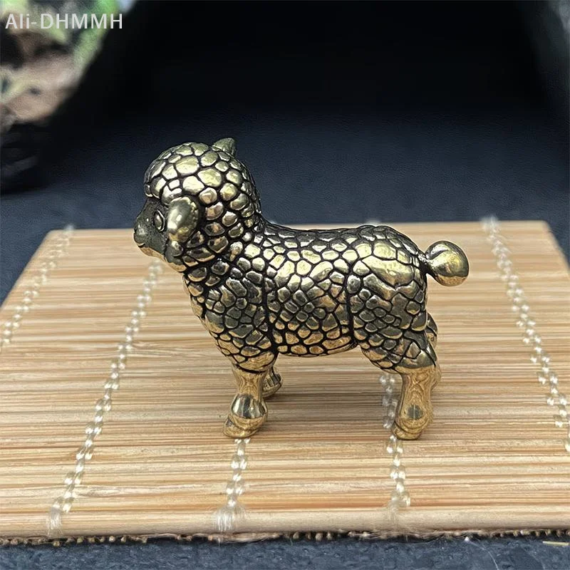 ZLinKJ Chinese Zodiac Goat Lucky Statue Hand Polished Brass Sheep Figurine Desktop Ornament for Office Fengshui Decor