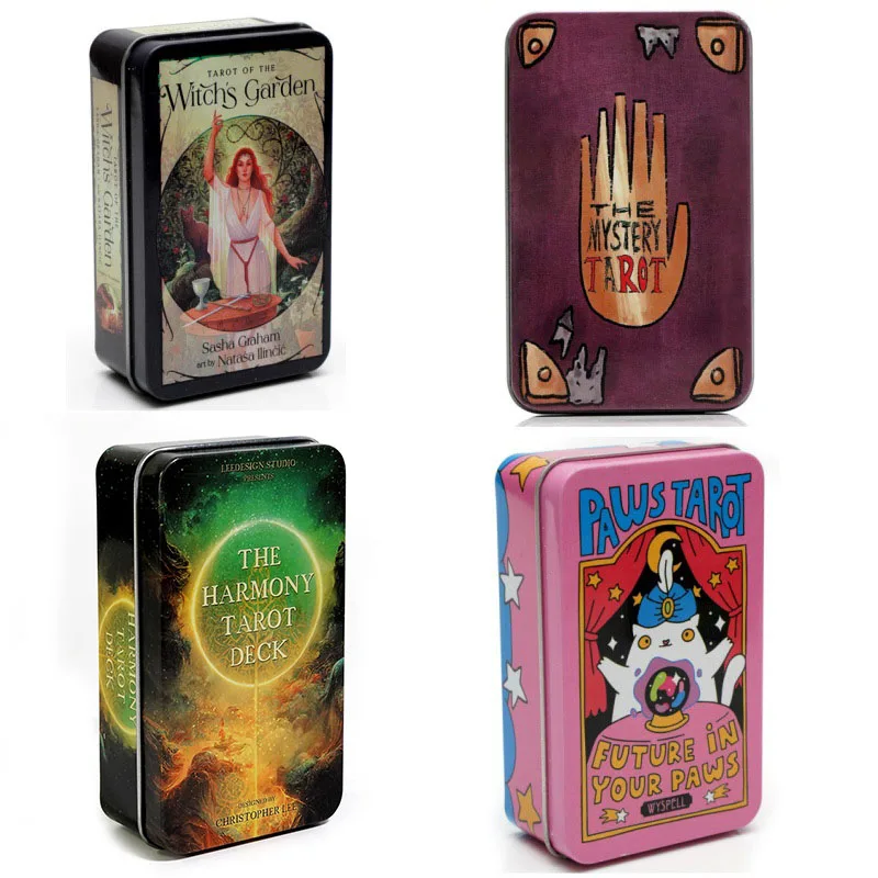 High Quality Tarot of The Witch's Garden Tarot in A Tin Metal Box Gold-plated Edge Tarot Cards for Divination Board Games