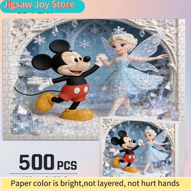 

2D плоский пазл с принтом Дисней: Стич и Микки Маус, 2D плоская головоломка, головоломка для взрослых, идеальный подарок для любимых людей.