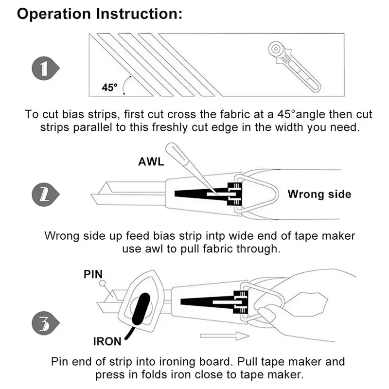 1PC DIY Fabric Bias Tape Maker Tool Sewing Quilting Bias Binding Maker Tape 6/9/12/18/25mm for DIY Sewing Quilting Binding Tool