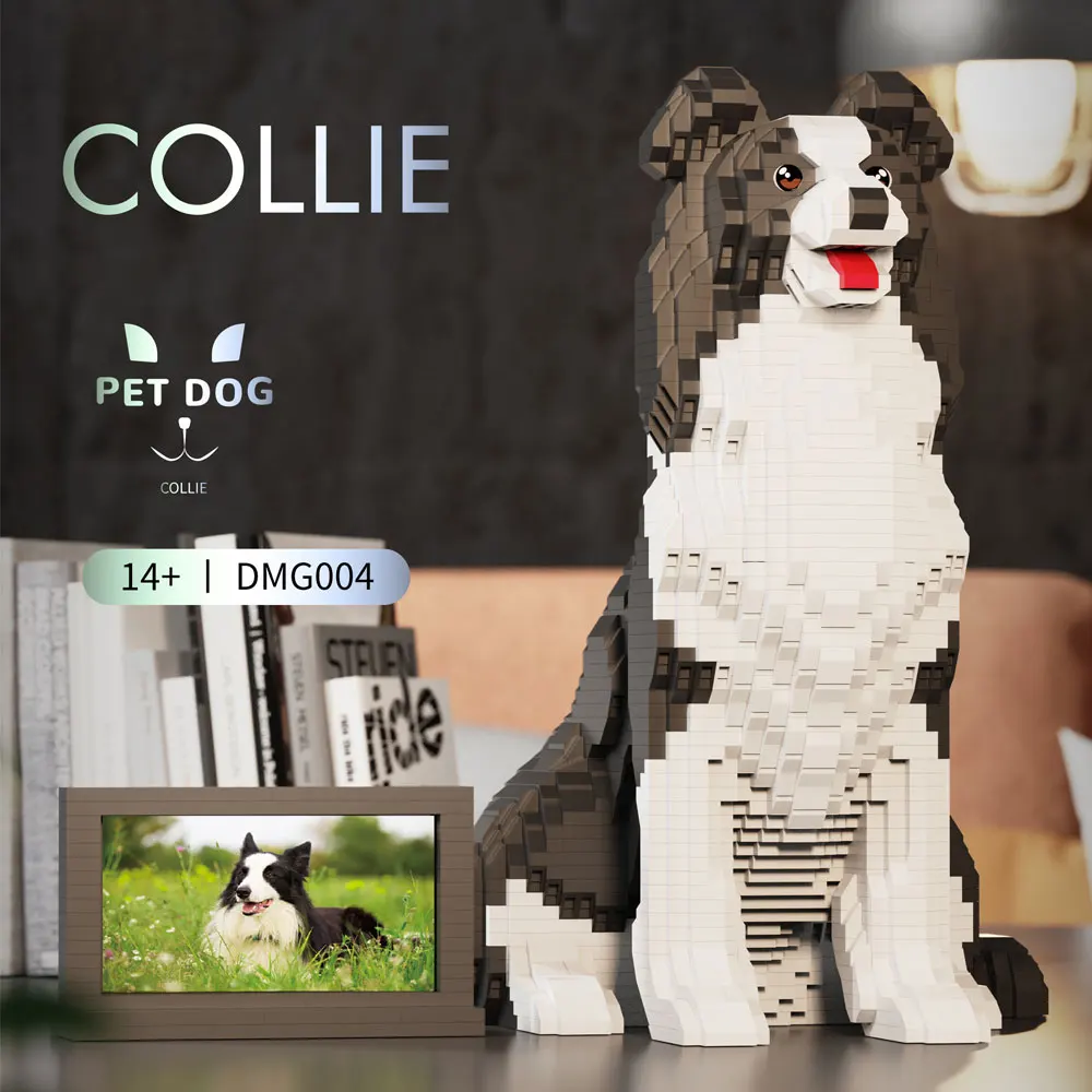 Bloques de Construcción Creativos para Perros y Gatos, Set de Modelos de Mascotas como Pastor Alemán, Border Collie, Golden Retriever y Gato Siamés, Kit de Micro Ladrillos de Juguete