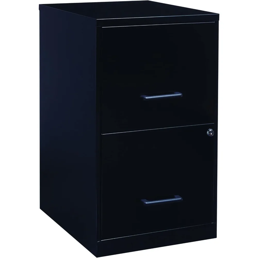 

18" Deep 2-Drawer File Cabinet, Black - Heavy Duty Letter Size Metal Filing Cabinet with Lock for Office Home Business Storage