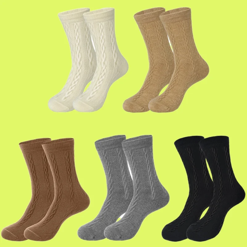 

3/6 Pairs High Quality Sweat-absorbent And Fashionable Mid-tube Socks Twisted Casual Socks Antibacterial Thick Thread Socks