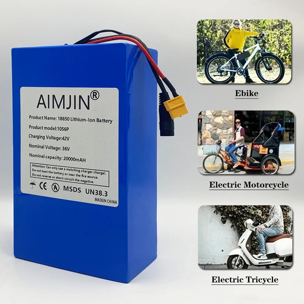 Suitable for bicycles, wheelchairs, outdoor motorcycles,High power, 10S6P lithium-ion battery pack, 36V, 18650 20000mAh