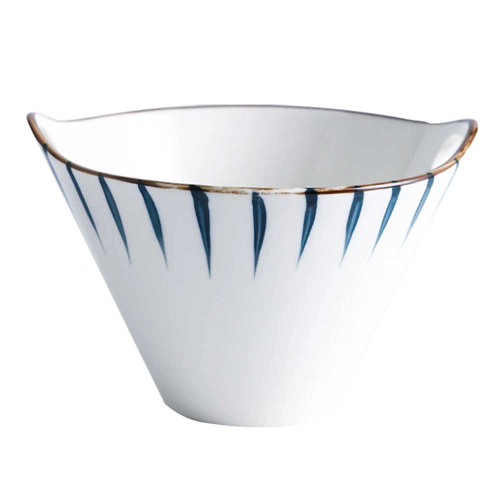 

640ml Hand Painted Ceramic Bowl Large Opening Soup Ramen Noodle Bowl Creative Double Ear Salad Serving Storage Container