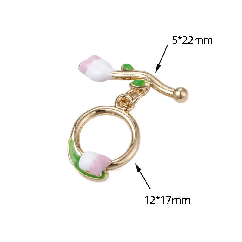 2 set  Copper plating 14K Gold  tulips  Ot buckle  DIY makes jewelry discovery Necklace Bracelet ending connection accessories