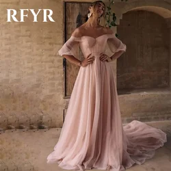 RFYR Off the Shoulder Prom Dress Pink Blush Party Dresses Net Sweetheart Celebrity Gowns Wedding Party Dress вечерние платья