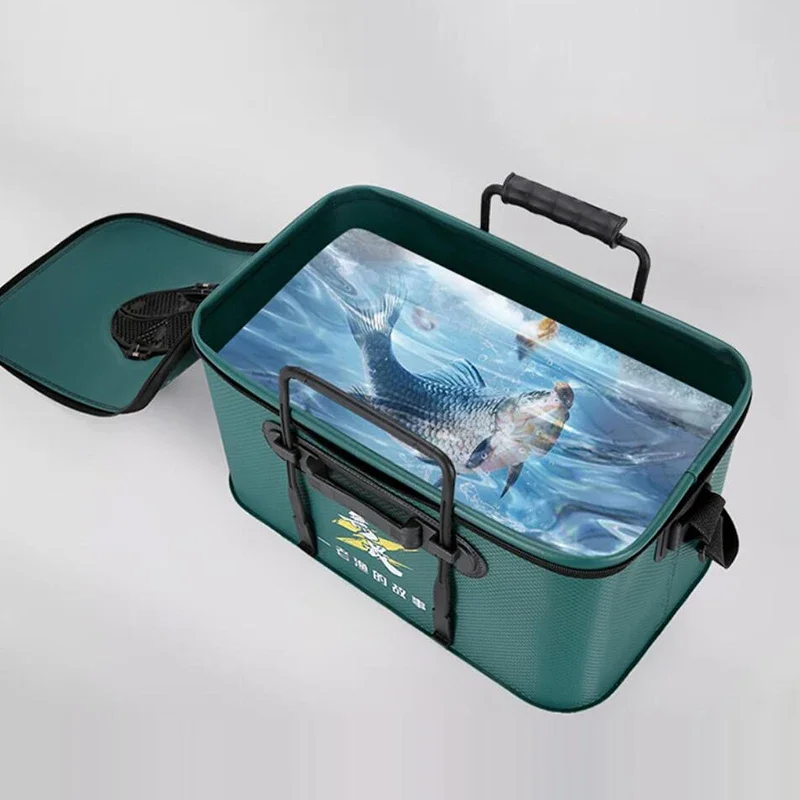 EVA Fishing Bucket Foldable Multifunction Inspirational Portable Green Fishing Tackle Boxes Live Fish Keep Fresh Storage Barrel