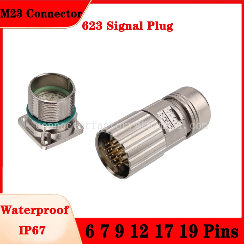M23 M623 Male Female Plug Socket 6 7 9 12 17Pin ClockwiseCounterclockwise Servo Motor Coding Dysprosium Aviation Metal Connector
