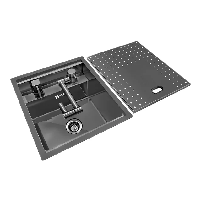 Bar Sink Portable Small Single Bowl Square Handmade Multifunctional Kitchen Faucet Expandable Lightweight Waterproof Stainless