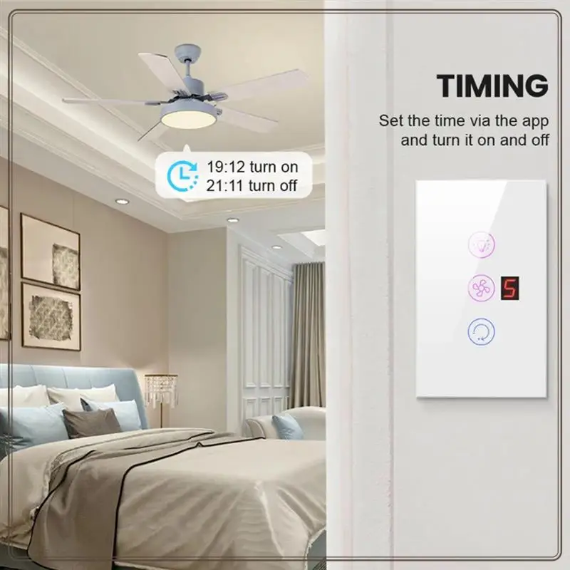 موثوقة-Tuya الذكية واي فاي مروحة ضوء المرجل التبديل القياسية سخان المياه اللمس 3 في 1 مفتاح ذكي ل Alexa Google Home ، B ، Tuya S