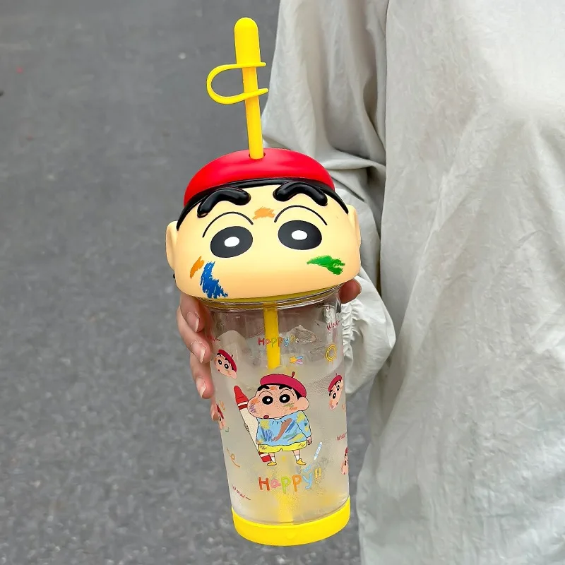 

Kawaii Anime Crayon Shinchan Straw Cup Tritan Material Quality Food Grade Convenient Leak Proof Kid For Boy Girl Toy Gift