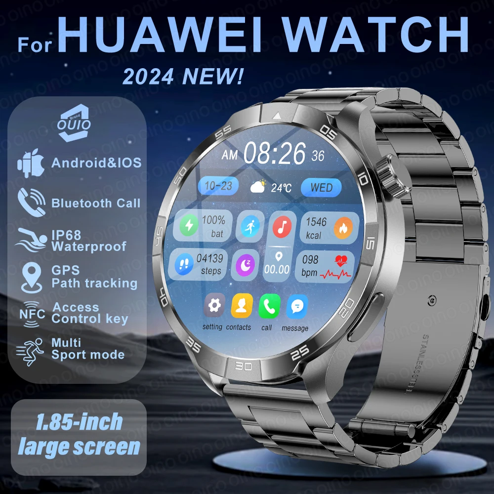 For Huawei Xiaomi GPS Track Smart Watch Men 1.85-Inch Ultra HD AMOLED Screen 410 Mah Battery Bluetooth Call SmartWatch 2024 New