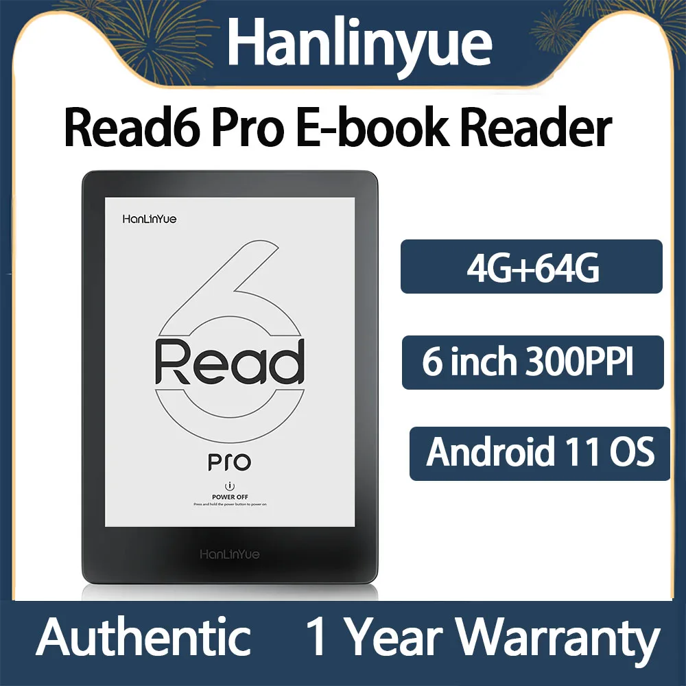 Original Hanlinyue Read6 Pro E-Book Reader 64G Ink Screen 6-inch ePaper 300PPI Eye Protecting ePaper Book Reader 256 Gray Scale