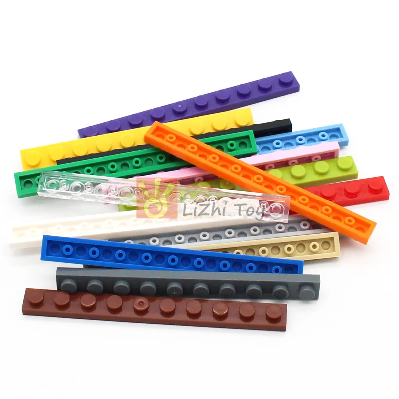 50pcs Moc Tiles Plate 1x10 Size 4477 Building Blocks Bricks Short Piece DIY Compatible Dots Educational Creative Basics Classic