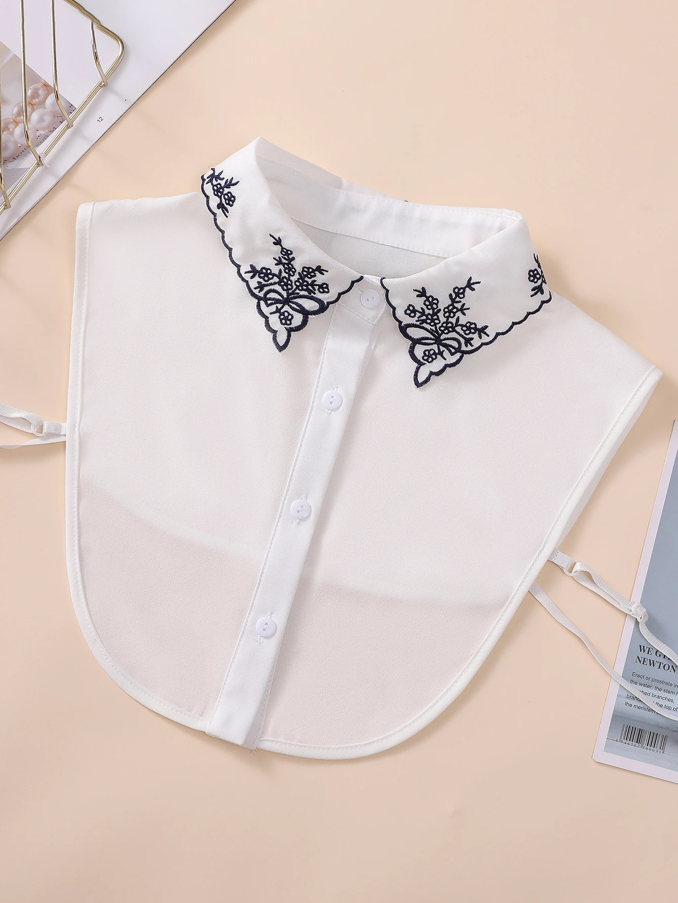 Ladies Fashion Elegant Retro Embroidery Fake Collar Detachable Collar Chiffon Half body Shirt Fake Collar Sweater Fake Collar