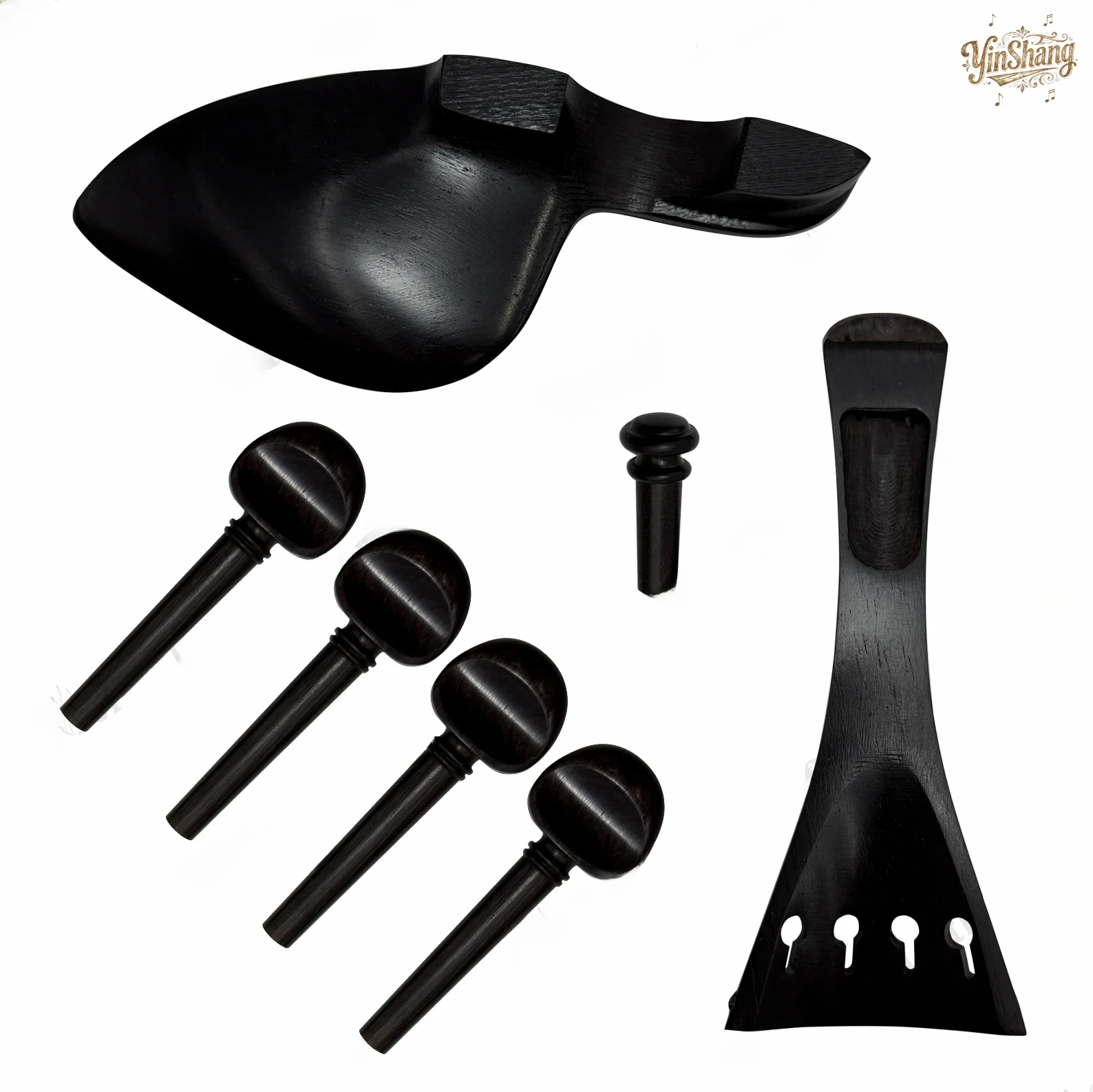 

Retro Style Ebony Violin Fittings Set Wood Accessories for 4/4 Fiddle Handmade Build DIY Violin